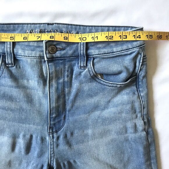 American Eagle Jeans Jegging Super Hi Rise Stretch Skinny 8 8R 28 x28 Light Wash - Picture 5 of 11